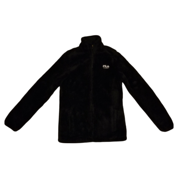 FILA Sport Teddy Fleece Sweater Black Size S - Picture 2 of 6